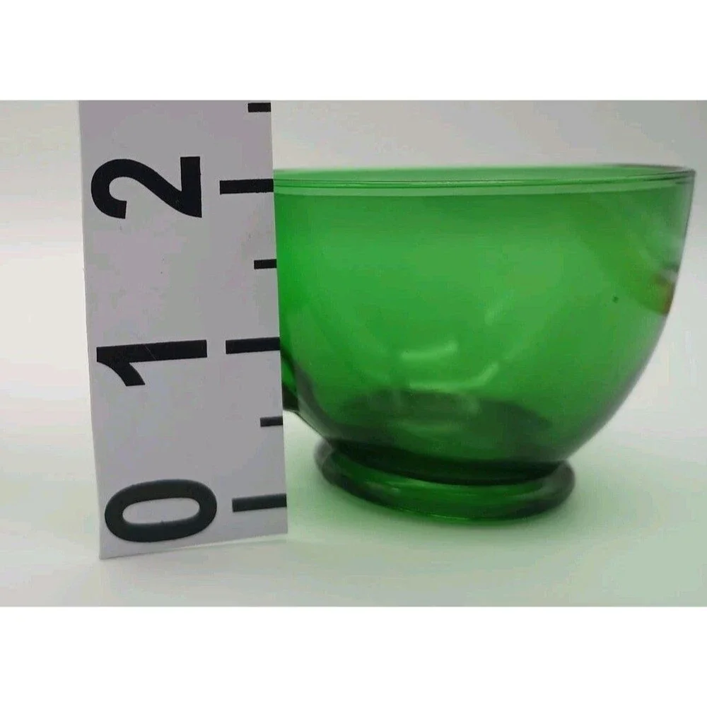 Set of 2 Anchor Hocking Glass Forest Green 6 oz Pattern  Punch  Cup Emerald Vtg